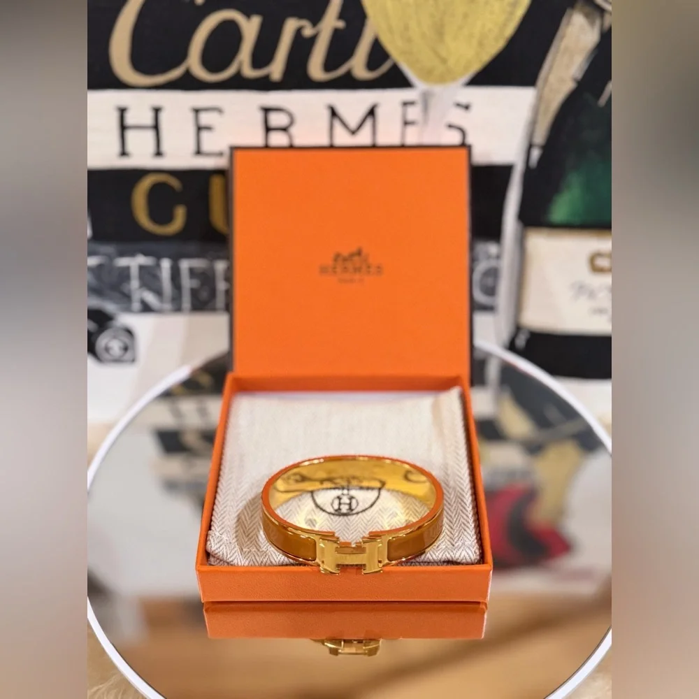 🔥 HERMÈS CLICK CLACK GOLD PLATED FULL INCLUSION SIZE 6.8” SP